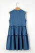 Split V Neck Tiered Flowy Sleeveless Dress